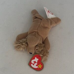 Ty Brown Plush Dog with Curly Ears - Soft Tan Pup